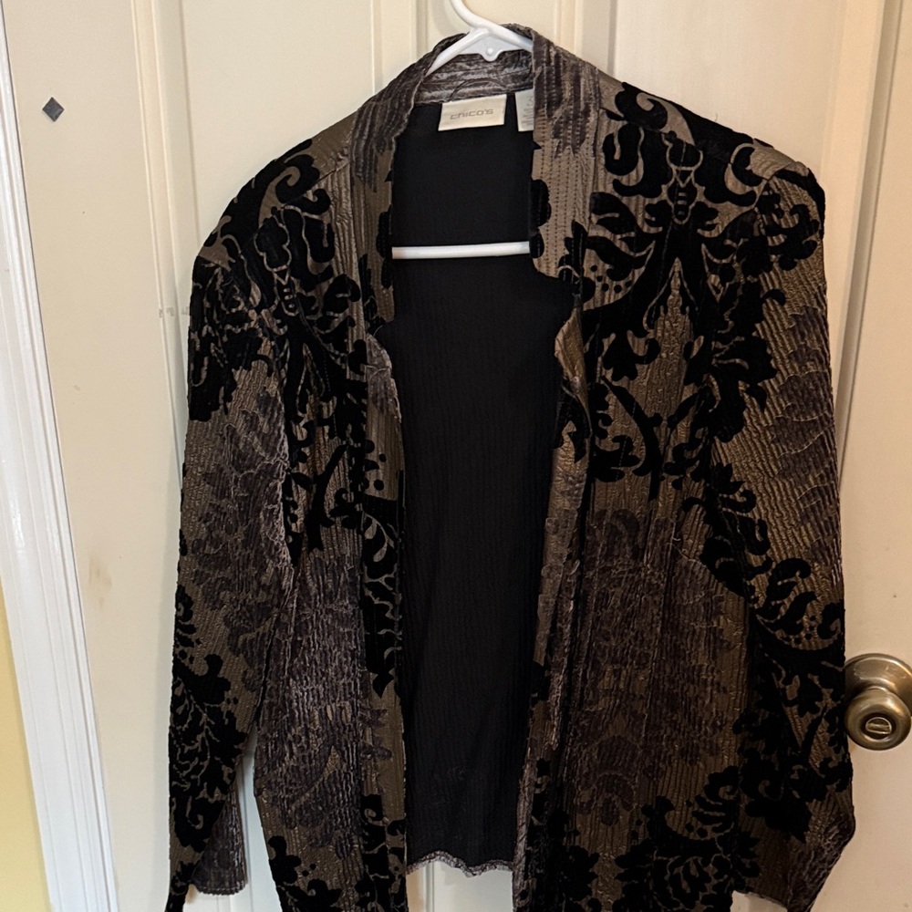 Chico's Black and Brown Textured Cardigan
